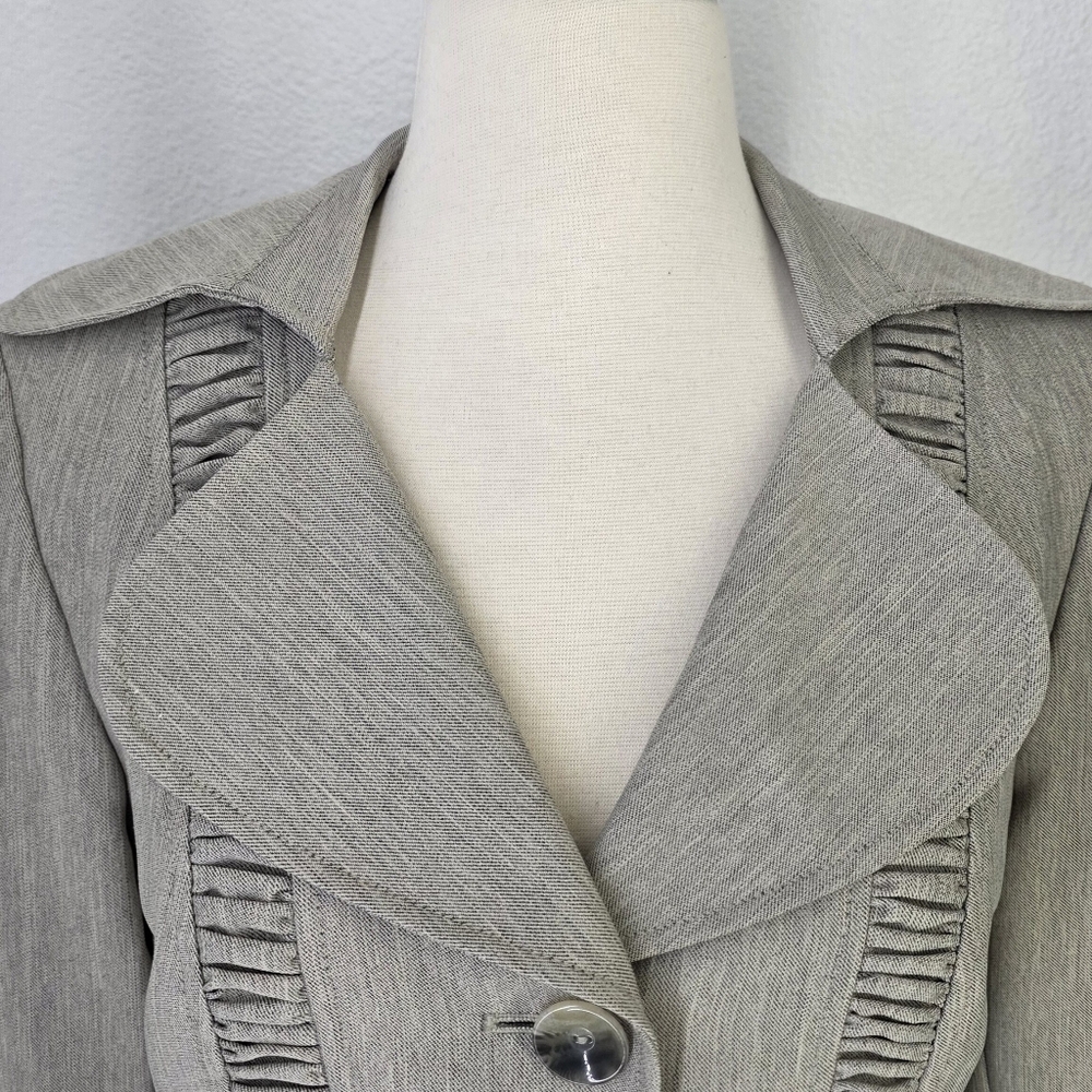 LeSuit Three Button Jacket & Skirt Suit Set Neutral Tan Beige Gray Weave Sz 6 - Picture 6 of 16
